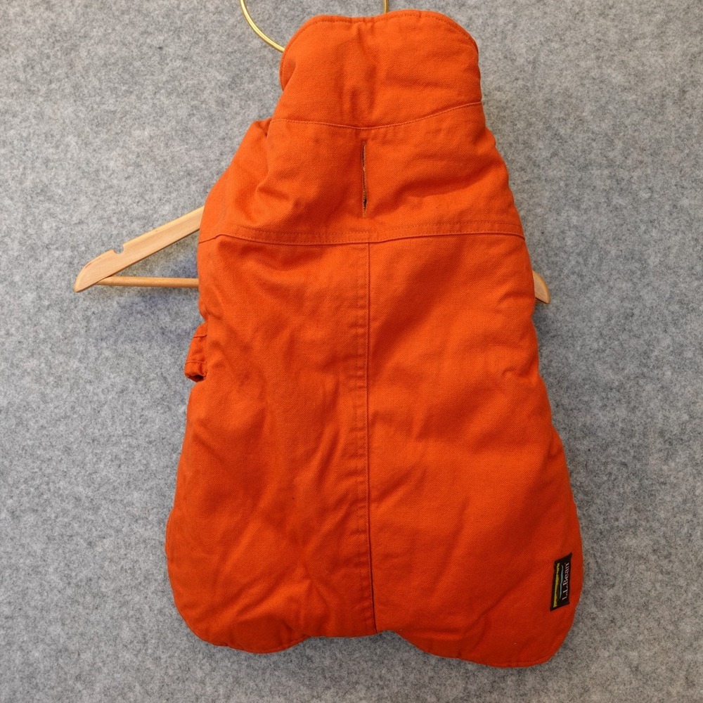 LL Bean Reversible Dog Field Coat LARGE Orange Canvas Plaid Hunting Pet Jacket